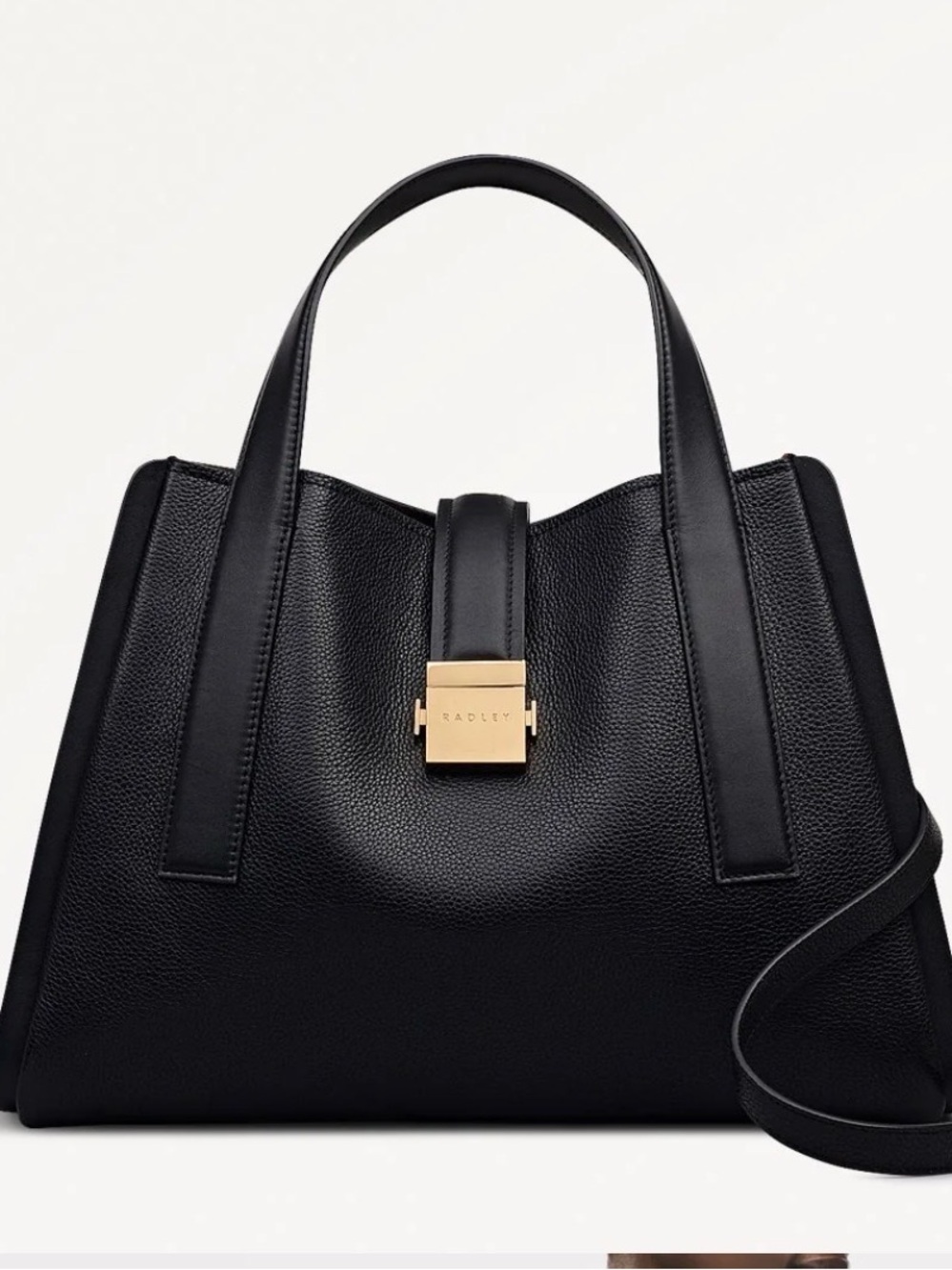 Black Pebbled Leather Top-Handle Tote